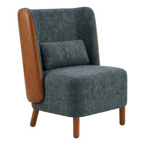 Poltrona Decorativa Verso Pes Madeira Linho e Courino Tcs 718 Tcs 727 Moll