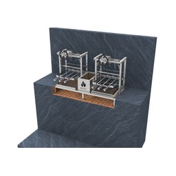 Parrilla Dupla de Alvenaria 118x45 Grelha Uruguaia com Elevação e 6 Espetos - 3