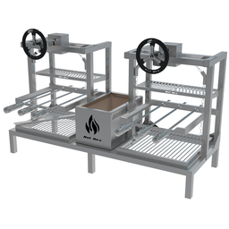 Parrilla Dupla de Alvenaria 118x45 Grelha Uruguaia com Elevação e 6 Espetos - 1