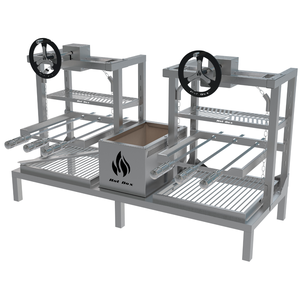 Parrilla Dupla de Alvenaria 118x45 Grelha Uruguaia com Elevação e 6 Espetos