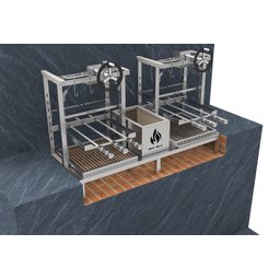 Parrilla Dupla de Alvenaria 118x45 Grelha Uruguaia com Elevação e 6 Espetos - 4