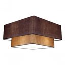 Ver imagem 3 de Plafon Duplo Quadrado Md-3022 Cúpula em Tecido 25/50x35cm Café / Palha - Bivolt
