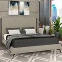 Ver imagem 2 de Cama Casal King Pés de Ferro Estilo Industrial 210cm Otto P05 Linho Bege Escuro - Lyam Decor