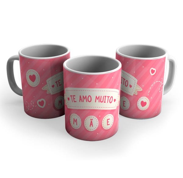 Caneca para o Dia das Mães Te Amo Muito Mãe Cerâmica 325ml Cor:Branca