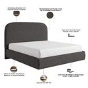 Ver imagem 5 de Cama Casal Flutuante com Cabeceira 140cm Aura W01 Linho Cinza Escuro - Lyam Decor