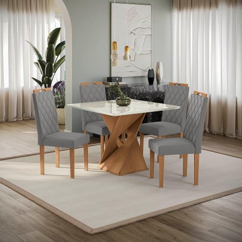 Conjunto Sala de Jantar Luna Kappesberg 4 Cadeiras Veludo Titanio