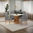 Ver imagem 1 de Conjunto Sala de Jantar Luna Kappesberg 4 Cadeiras Veludo Titanio
