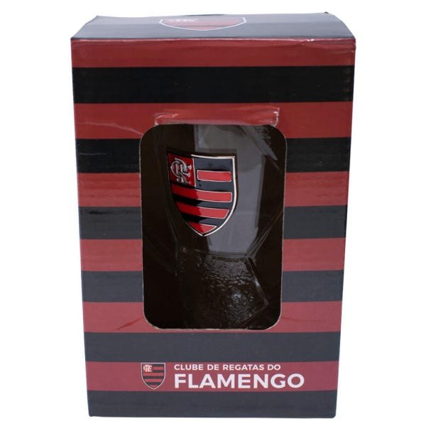Caneca Flamengo Vidro Bola Futebol Escudo de Metal - 4