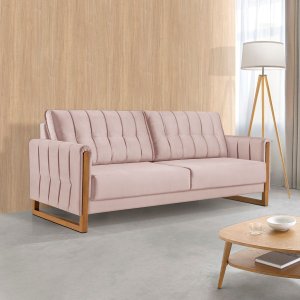Sofá Lottus Sofisticado Veludo 170cm Confortavel Resistente:rosa