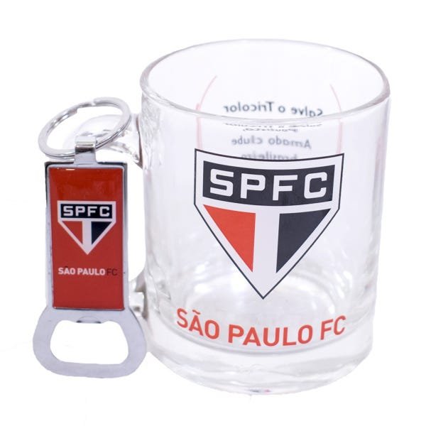 Caneca São Paulo De Vidro Com Abridor De Garrafas 350ml Spfc