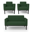Ver imagem 2 de Conjunto 2 Poltronas e 1 Namoradeira Decorativa Isabella Pés Fixo em Madeira Preto Veludo Verde Esme