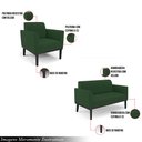 Ver imagem 3 de Conjunto 2 Poltronas e 1 Namoradeira Decorativa Isabella Pés Fixo em Madeira Preto Veludo Verde Esme