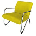 Ver imagem 5 de Kit Namoradeira + 2 Poltronas Decorativa Bela Couro Amarelo Braço Cromado