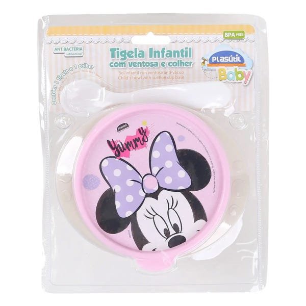 Tigela Plástico 240ml com Ventosa Colher e Tampa Minnie Baby - 2