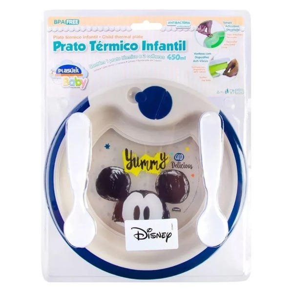 Kit Prato Térmico com Ventosa 450ml e Caneca Mickey Disney - 5