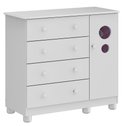 Ver imagem 1 de Comoda Infantil 1 Porta 4 Gavetas Bolinha - Moveis Peroba Branco Brilho