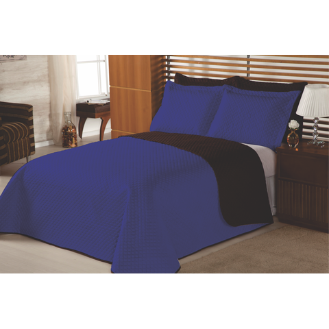 Cobre Leito Casal Dupla Face 3 Pçs Florença:azul Royal