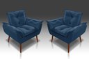 Ver imagem 1 de Kit 02 Poltrona Decorativa Opala Suede Azul Marinho - Pandora Decor