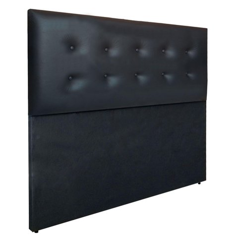 Cabeceira Botões Cama Box Estofada Luxo Corino Rbl:solteiro Tradicional/preto