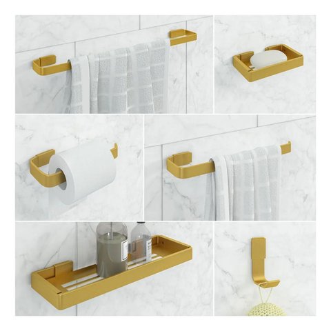 Kit de Acessórios para Banheiro 6 Peças Dourado - Rede Móveis