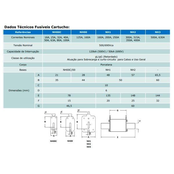 Fusivel 250a Retardado Gl-gg Base Nh01 500v Porcelana - 2