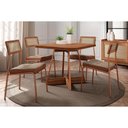 Ver imagem 1 de Conjunto: Mesa Sala Jantar Átria 1593 Aço C/ Tampo Madeirado 90x90cm e 4 Cadeiras Lux Rose/freij