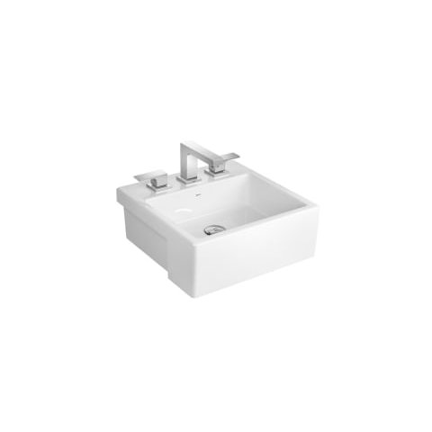 Cuba de Semiencaixe Quadrada com Mesa Branco 410x410mm - Deca Deca Loucas