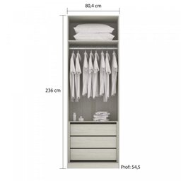 Módulo Closet 3 Gavetas 1 Maleiro 1 Cabideiro 80,4cm Prime Luciane Móveis - 2