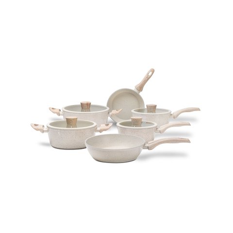 Jogo de Panelas Brinox Antiaderente Ceramic Life 6 Peças Sirius com Indução Vanilla