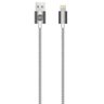 Cabo Lightning para USB - Compatível com Iphone, Ipad e Ipod - 90Cm - Prata - Metal Entrelaçado - Li - 1