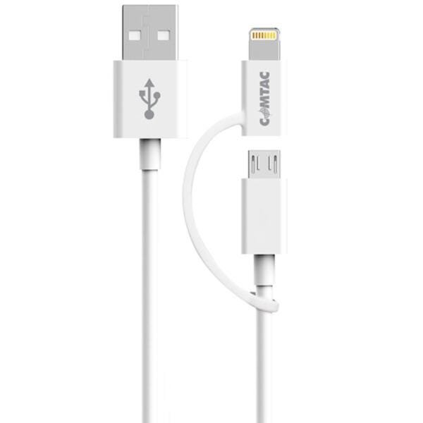 Cabo Lightning e Micro USB para USB - 2 em 1 - Micro USB e Lightning compatível com iPhone - Branco  - 1
