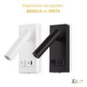 Kit 2 Arandela Led de Cabeceira 2w P/ Leitura com Usb e Usbc - Preto - 110v/220v - 4