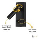 Ver imagem 5 de Kit 2 Arandela Led de Cabeceira 2w P/ Leitura com Usb e Usbc - Preto - 110v/220v