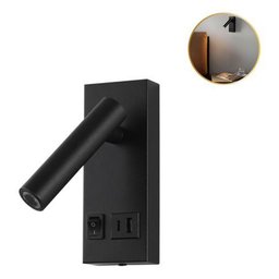 Kit 2 Arandela Led de Cabeceira 2w P/ Leitura com Usb e Usbc - Preto - 110v/220v - 2