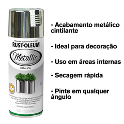 Spray Efeito Metalico Decorativo Metallico Prata Rust Oleum - 2