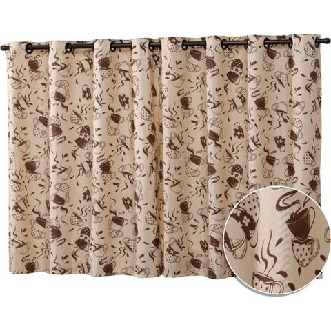 Cortina Cozinha 2 00x1 50 Oxford Com Ilhos Xícaras