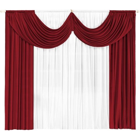 Cortina Paris 3 00 X 2 80 Para Sala Ou Quarto:Vinho e Branco
