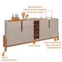 Ver imagem 3 de Aparador Buffet 4 Portas 190cm Off White e Cedro com Adega