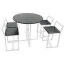 Ver imagem 1 de Mesa Prime 4 Cadeiras Branco/Preto Redonda BF Decor Prime Compacta