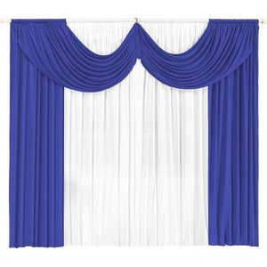 Cortina Paris 3 00 X 2 80 Para Sala Ou Quarto:Azul e Branco
