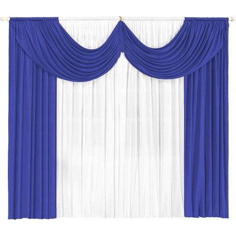 Cortina Paris 3 00 X 2 80 Para Sala Ou Quarto:Azul e Branco
