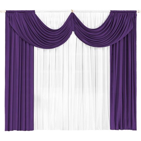 Cortina Paris 3 00 X 2 80 Para Sala Ou Quarto:Uva e Branco