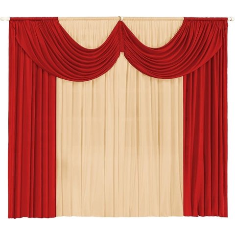 Cortina Paris 3 00 X 2 80 Para Sala Ou Quarto:Vermelho e Avelã