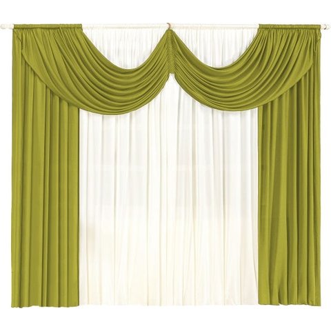 Cortina Paris 3 00 X 2 80 Para Sala Ou Quarto:Verde e Palha