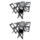 Ver imagem 1 de Kit 2 Conjuntos Mesa Dobrável Madeira 110x70 com 4 Cadeiras Personalizada Jack Preta - Tarimatã