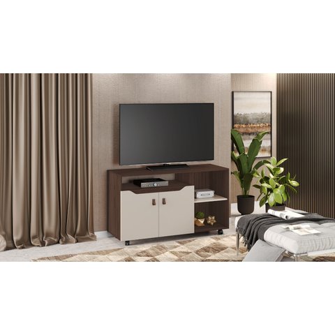 Rack Seleto para Tv 49'' 2 Portas e Prateleiras:café / Off