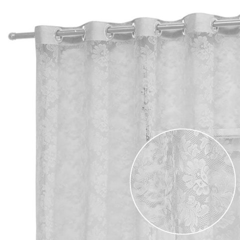 Cortina Serena 4 00x2 50 Em Renda Oriental Par Varão Simples:Branco