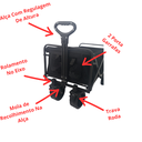 Ver imagem 2 de Carrinho Camping Praia Carga Dobravel Portatil Reforçado