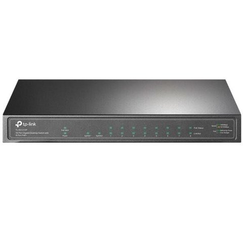 Switch 10 Portas TP-Link - 8 portas Gigabit PoE - 1 porta SFP - TL-SG1210P
