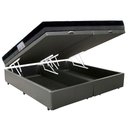 Ver imagem 2 de Cama Box Baú Casal Sintético Bipartido + Colchão Ortobom Iso Dupla Face 60x138x188 Cor:cinza